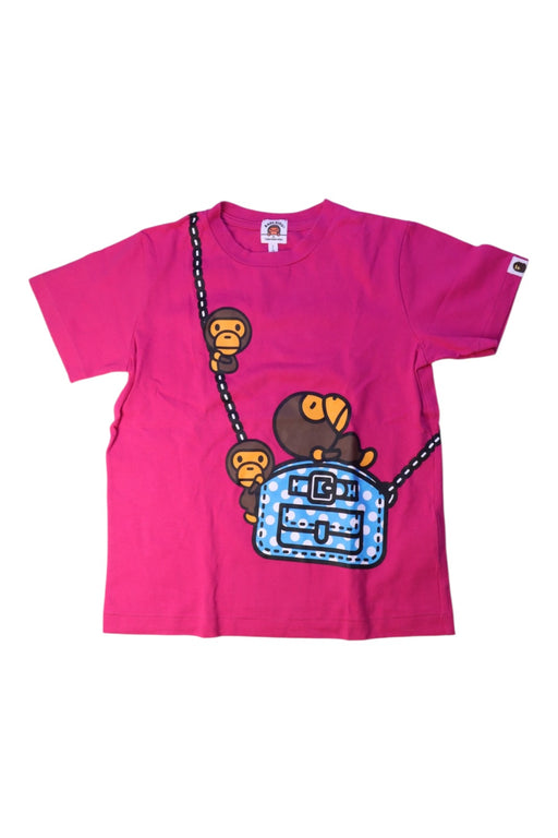 A Pink Short Sleeve T Shirts from Bape by A Bathing Ape in size 7Y for girl. (Front View)