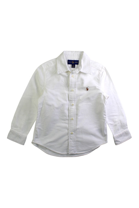 A White Long Sleeve Shirts from Ralph Lauren in size 4T for boy. (Front View)