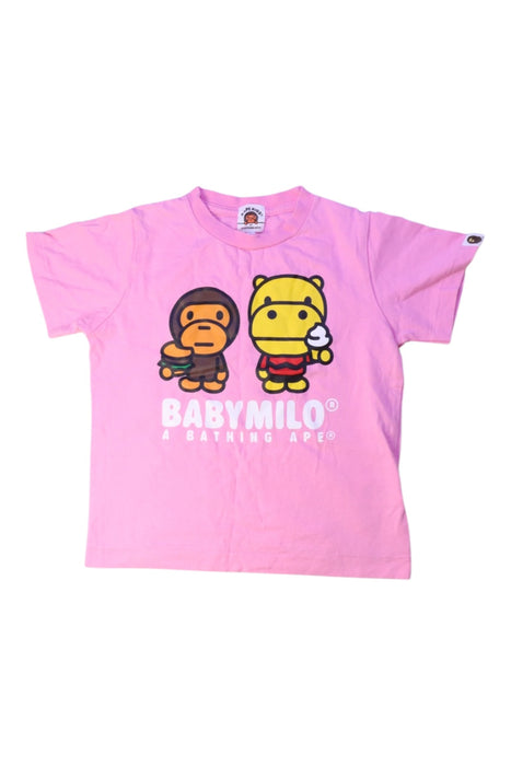 A Pink Short Sleeve T Shirts from Bape by A Bathing Ape in size 4T for girl. (Front View)