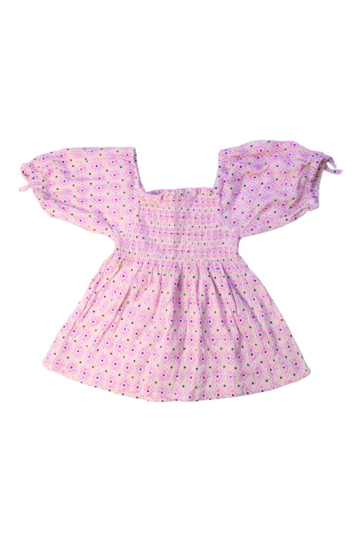 A Pink Short Sleeve Dresses from Seed in size 4T for girl. (Front View)