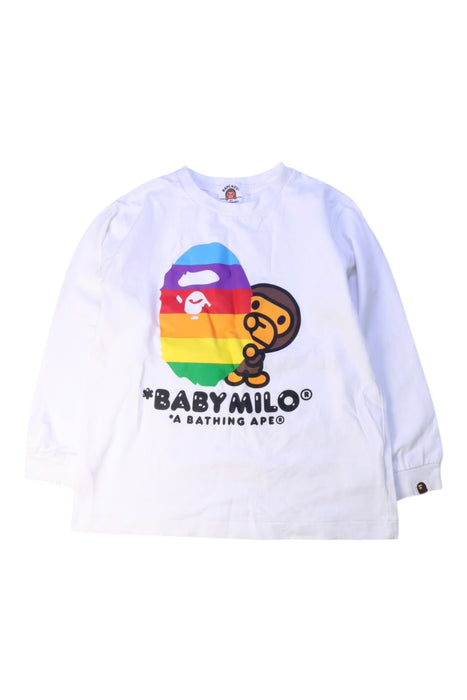 A White Long Sleeve T Shirts from Bape by A Bathing Ape in size 7Y for boy. (Front View)