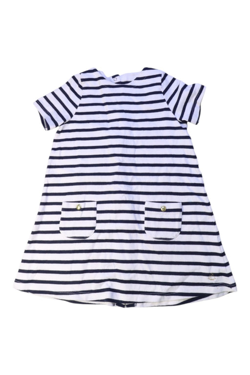 A Navy Short Sleeve Dresses from Petit Bateau in size 3T for girl. (Front View)
