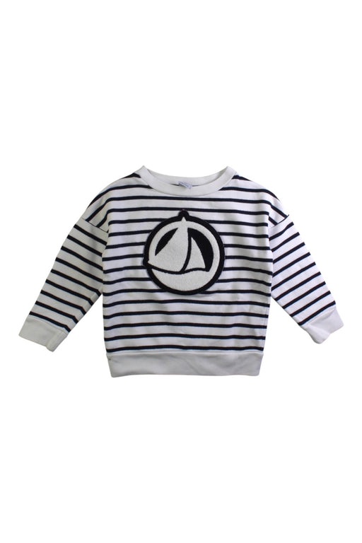 A Navy Crewneck Sweatshirts from Petit Bateau in size 3T for boy. (Front View)
