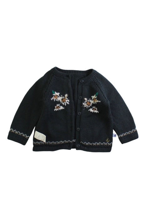 A Black Cardigans from Petit Bateau in size 6-12M for neutral. (Front View)