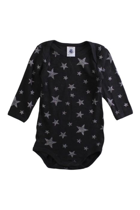 A Black Long Sleeve Bodysuits from Petit Bateau in size 3-6M for boy. (Front View)