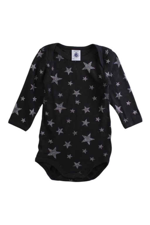 A Black Long Sleeve Bodysuits from Petit Bateau in size 3-6M for boy. (Front View)