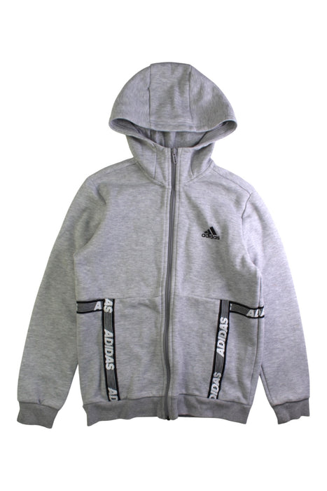 A Grey Zippered Sweatshirts from Adidas in size 12Y for boy. (Front View)