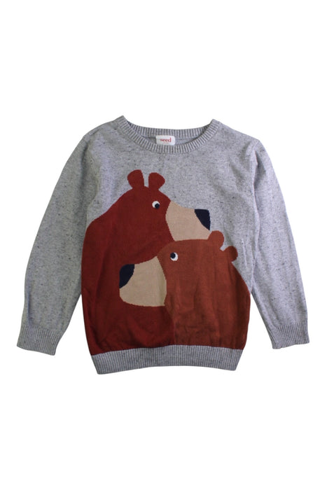 A Grey Knit Sweaters from Seed in size 6T for boy. (Front View)