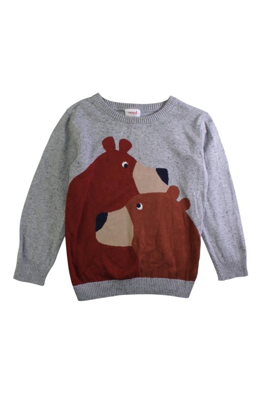 A Grey Knit Sweaters from Seed in size 6T for boy. (Front View)