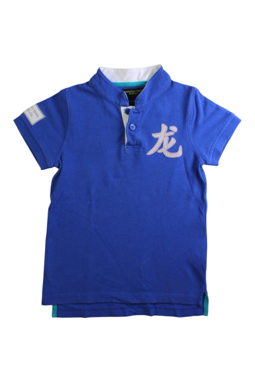 A Blue Short Sleeve Polos from Shanghai Tang in size 4T for boy. (Front View)
