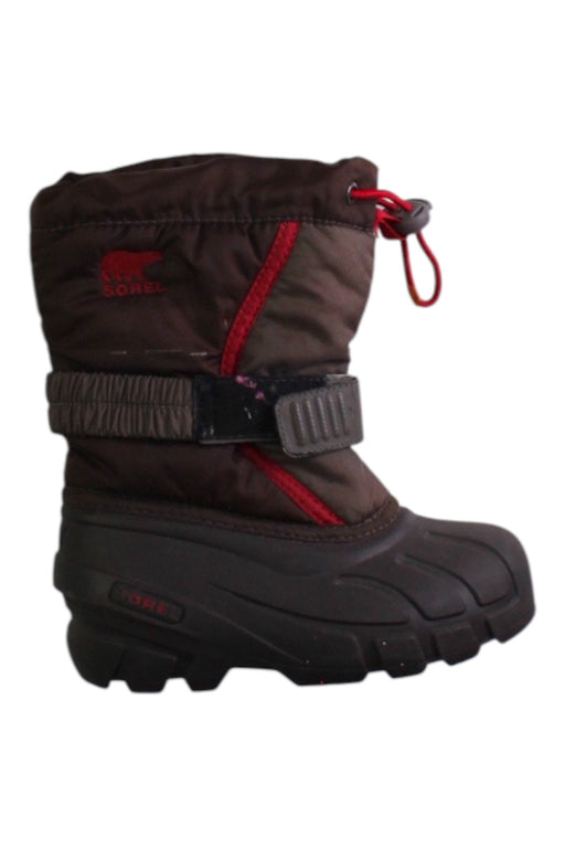 A Black Winter Boots from Sorel in size 4T for boy. (Front View)