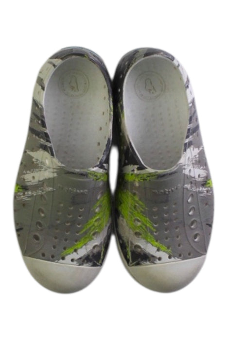 A Grey Slip Ons from Native Shoes in size 4T for boy. (Back View)