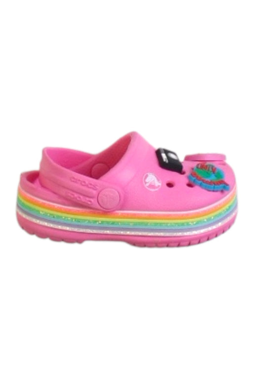 A Pink Slip Ons from Crocs in size 12-18M for girl. (Front View)