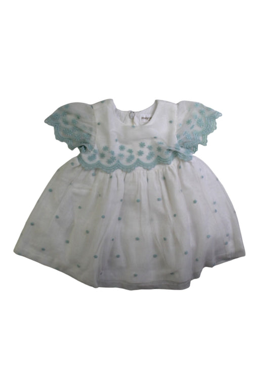 A Green Short Sleeve Dresses from Mayoral in size 3-6M for girl. (Front View)