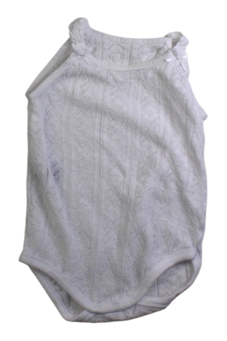 A White Sleeveless Bodysuits from Babidu in size 6-12M for girl. (Front View)