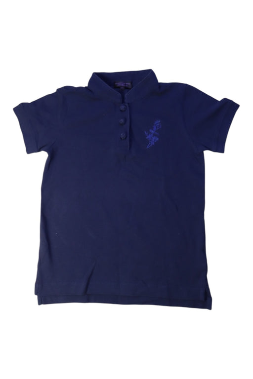 A Navy Short Sleeve Polos from Shanghai Tang in size 6T for girl. (Front View)