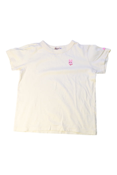 A White Short Sleeve T Shirts from Miki House in size 5T for girl. (Front View)