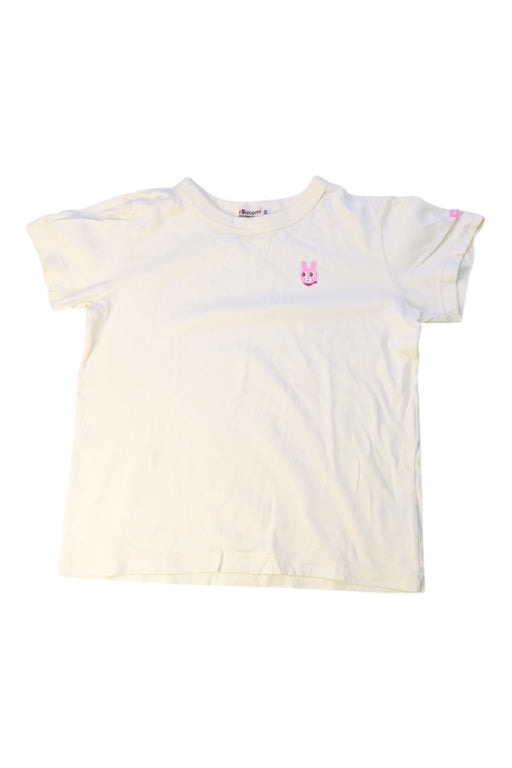 A White Short Sleeve T Shirts from Miki House in size 5T for girl. (Front View)