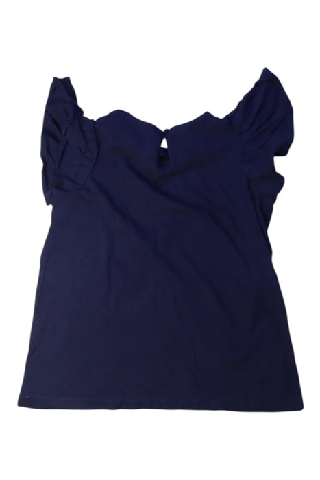 A Navy Short Sleeve Tops from Seed in size 5T for girl. (Back View)