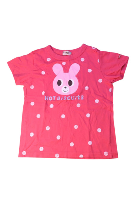 A Pink Short Sleeve T Shirts from Miki House in size 4T for girl. (Front View)