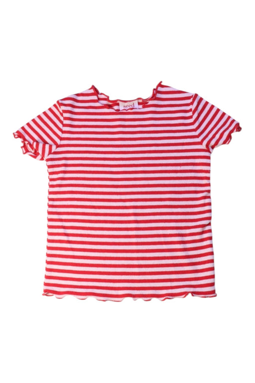 A Red Short Sleeve Tops from Seed in size 5T for girl. (Front View)