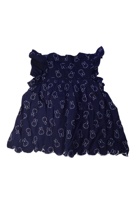 A Navy Sleeveless Dresses from Petit Main in size 7Y for girl. (Back View)
