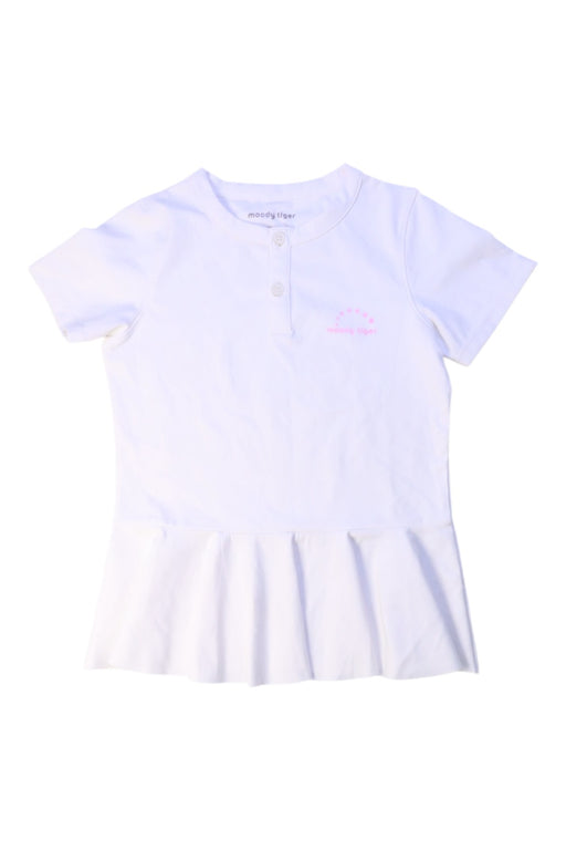 A White Short Sleeve Polos from Moody Tiger in size 5T for girl. (Front View)