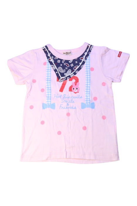 A Pink Short Sleeve T Shirts from Miki House in size 4T for girl. (Front View)