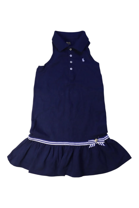 A Navy Sleeveless Dresses from Polo Ralph Lauren in size 5T for girl. (Front View)