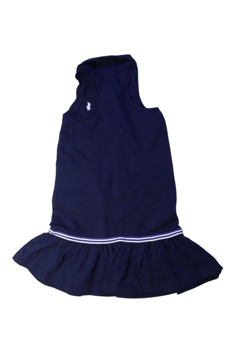 A Navy Sleeveless Dresses from Polo Ralph Lauren in size 5T for girl. (Back View)