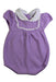 A Purple Short Sleeve Rompers from Janie & Jack in size 3-6M for girl. (Front View)
