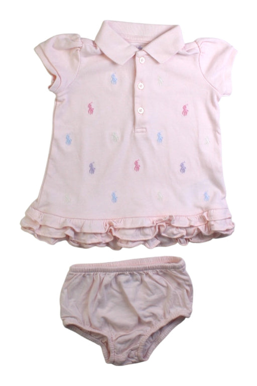 A Pink Short Sleeve Dresses from Ralph Lauren in size 0-3M for girl. (Front View)