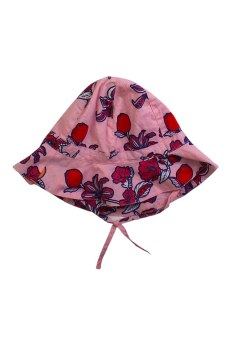 A Pink Sun Hats from Petit Bateau in size 3-6M for girl. (Front View)