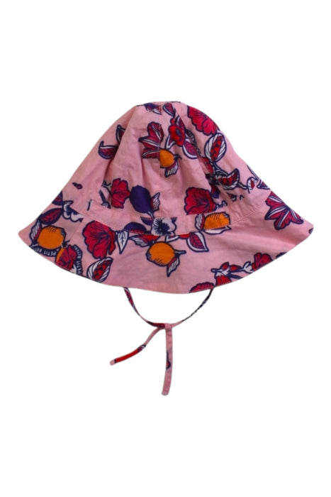 A Pink Sun Hats from Petit Bateau in size 3-6M for girl. (Back View)