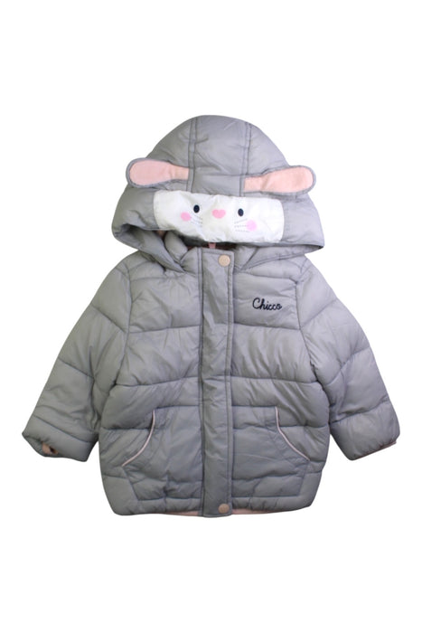 A Grey Puffer/Quilted Coats & Outerwear from Chicco in size 12-18M for girl. (Front View)