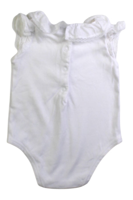 A White Sleeveless Bodysuits from Nanos in size 3-6M for girl. (Back View)