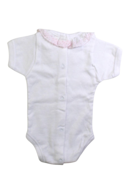 A White Short Sleeve Bodysuits from Babidu in size Newborn for girl. (Front View)
