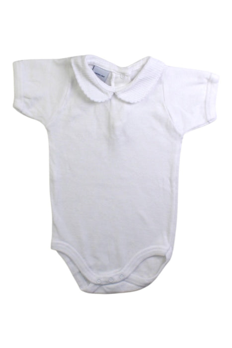 A White Short Sleeve Bodysuits from Babidu in size 0-3M for neutral. (Front View)