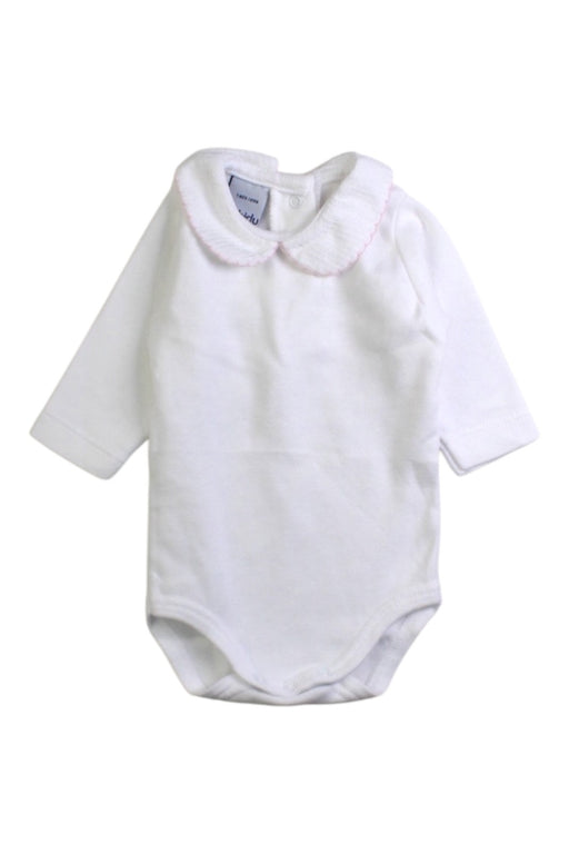 A White Long Sleeve Bodysuits from Babidu in size Newborn for girl. (Front View)