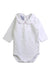 A White Long Sleeve Bodysuits from Babidu in size Newborn for girl. (Front View)