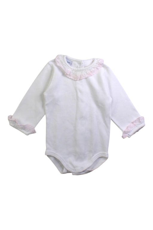 A White Long Sleeve Bodysuits from Babidu in size 3-6M for girl. (Front View)