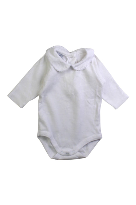 A White Long Sleeve Bodysuits from Babidu in size Newborn for neutral. (Front View)