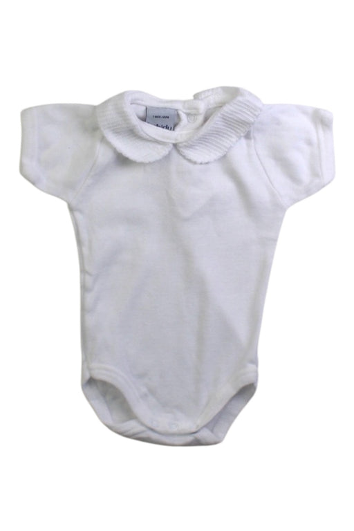 A White Short Sleeve Bodysuits from Babidu in size Newborn for neutral. (Front View)