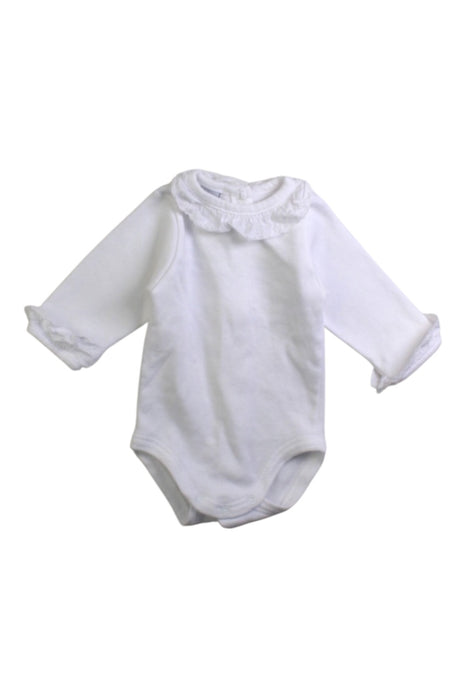 A White Long Sleeve Bodysuits from Babidu in size Newborn for girl. (Front View)