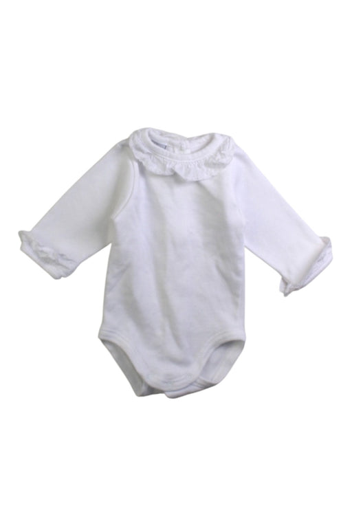 A White Long Sleeve Bodysuits from Babidu in size Newborn for girl. (Front View)