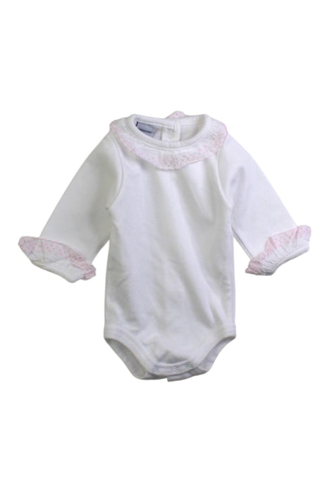 A White Long Sleeve Bodysuits from Babidu in size Newborn for girl. (Front View)