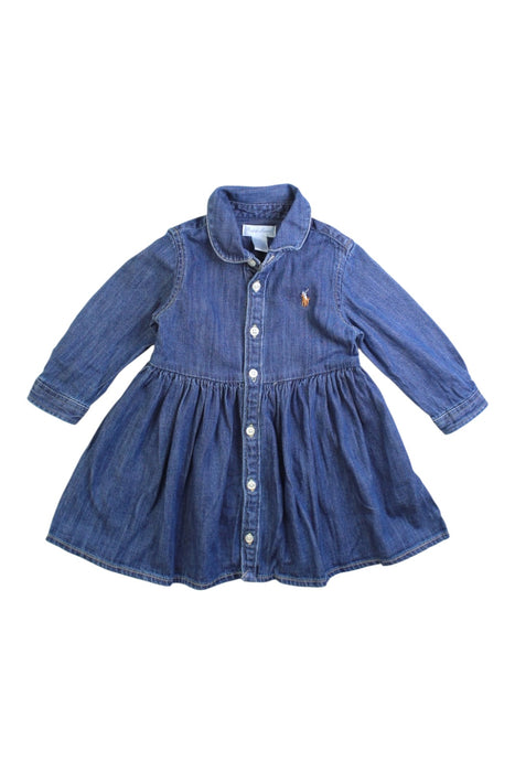A Blue Long Sleeve Dresses from Ralph Lauren in size 3-6M for girl. (Front View)