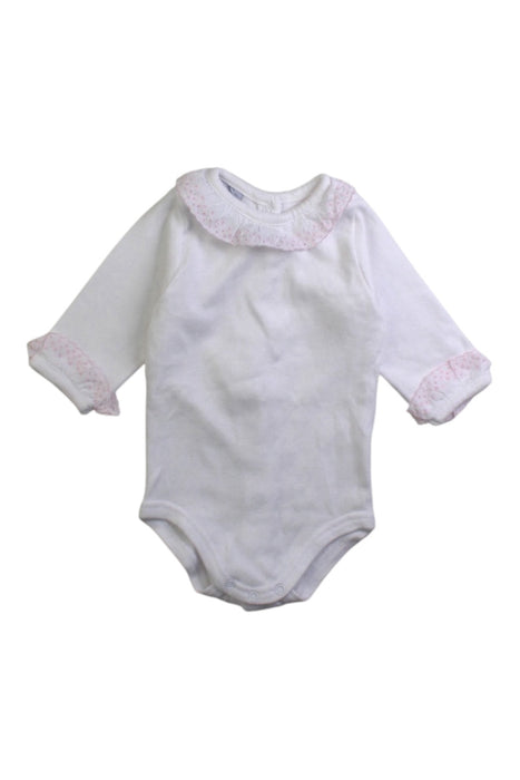 A White Long Sleeve Bodysuits from Babidu in size Newborn for girl. (Front View)