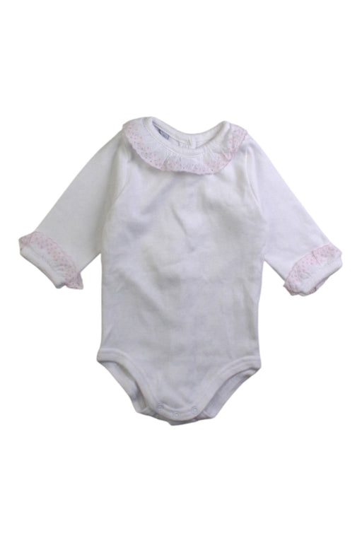 A White Long Sleeve Bodysuits from Babidu in size Newborn for girl. (Front View)