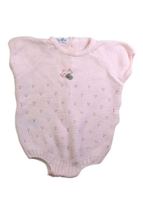 A Pink Short Sleeve Bodysuits from Juliana in size Newborn for girl. (Front View)